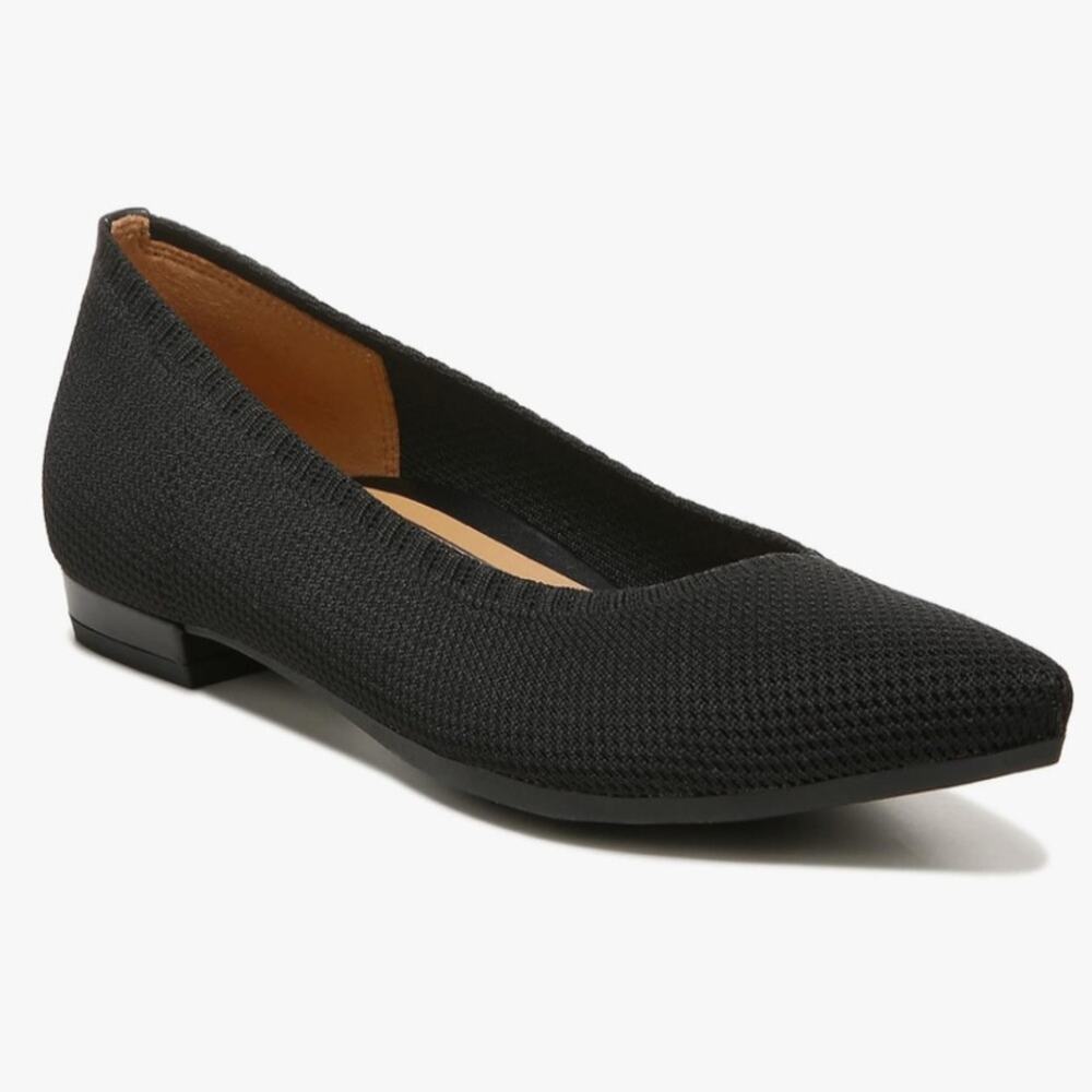 Vionic Lotus Dahlia Black Knit Point Toe Ballet Flats size 8.5
